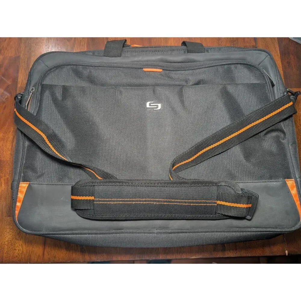 Solo Laptop Briefcase Black Orange Messenger Bag Travel Work Case